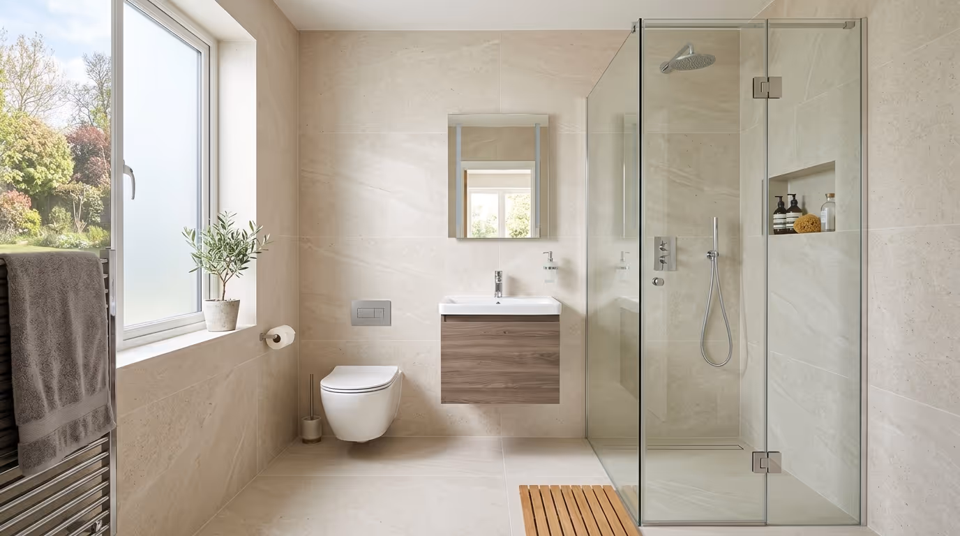 Fewer Grout Lines, a Bigger-Looking Room