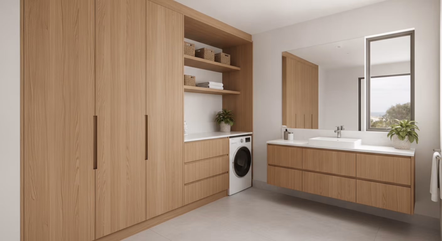 Custom Matching Cabinetry & Benches