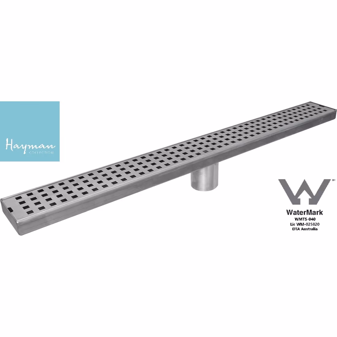 DTA Hayman Long Floor Drain 600mm — Square-Pattern Cover