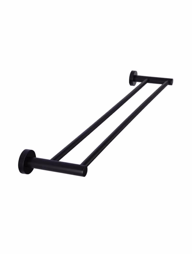 Meir Round Double Towel Rail 600mm — Matte Black