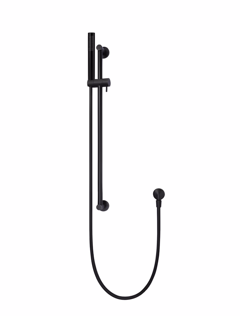 Meir Round Hand Shower on Rail Column — Matte Black