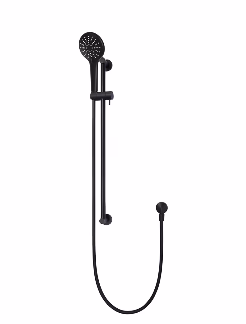 Meir Round Three-Function Hand Shower on Rail — Matte Black
