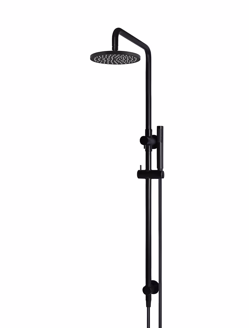 Meir Round Combination Shower Rail, 200mm Rose — Matte Black
