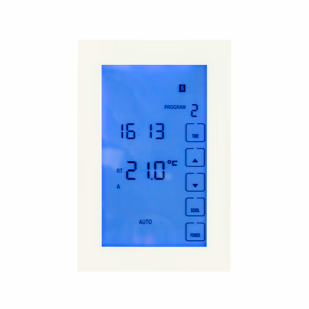 Radiant Premium Dual Thermostat / Towel Rail Timer — White, Vertical